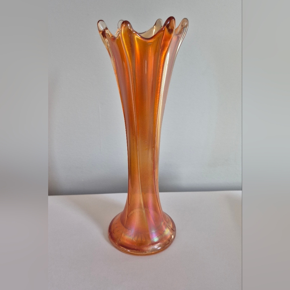 Vintage Vase Marigold Carnival Glass Vase